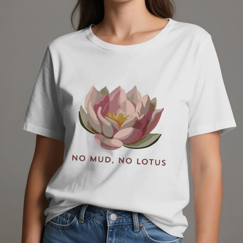 Maglietta da yoga in cotone Olivenorma "NO MUD, NO LOTUS" - image 6