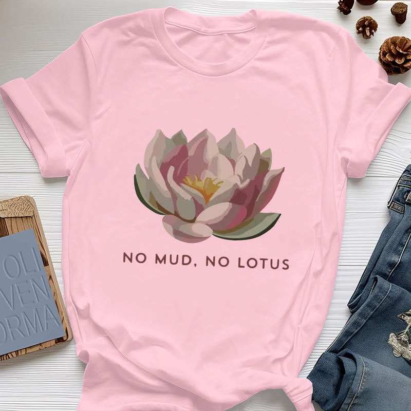 Maglietta da yoga in cotone Olivenorma "NO MUD, NO LOTUS" - Rosa - 2XL - image 13
