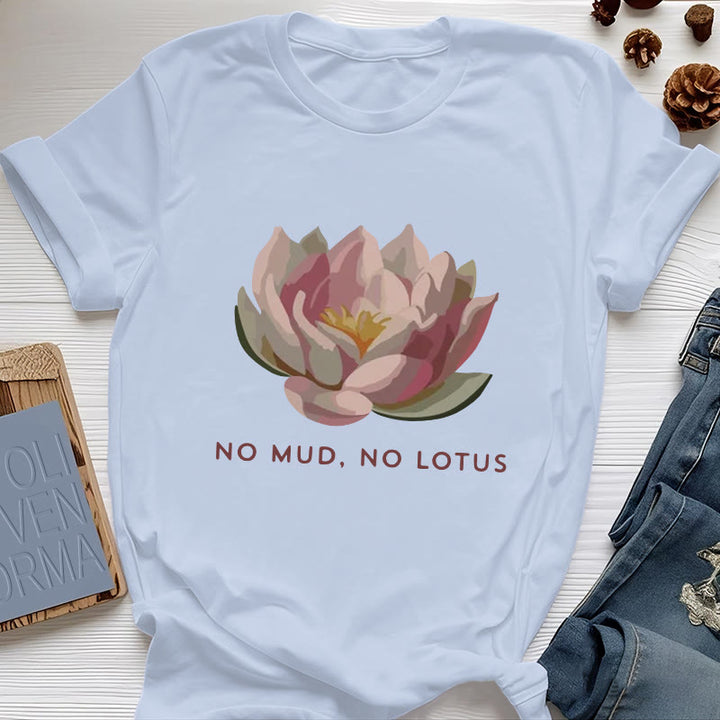 Maglietta da yoga in cotone Olivenorma "NO MUD, NO LOTUS" - Blu - 2XL - image 11