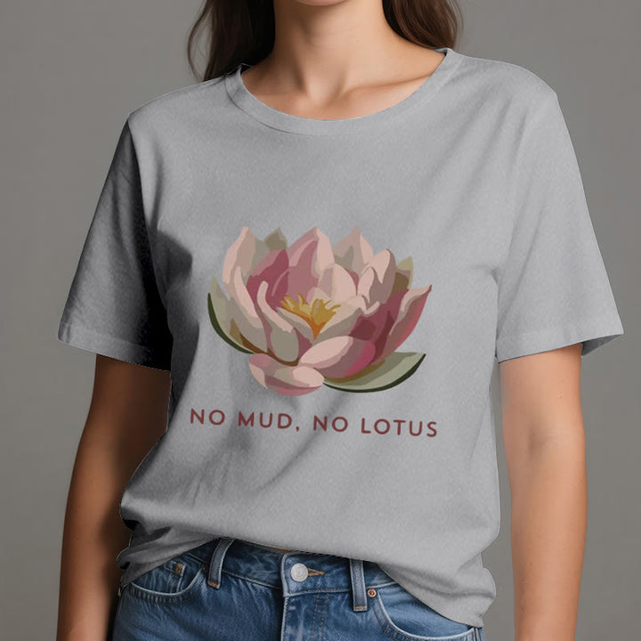 Maglietta da yoga in cotone Olivenorma "NO MUD, NO LOTUS" - image 9