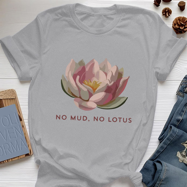 Maglietta da yoga in cotone Olivenorma "NO MUD, NO LOTUS" - Grigio - 2XL - image 8