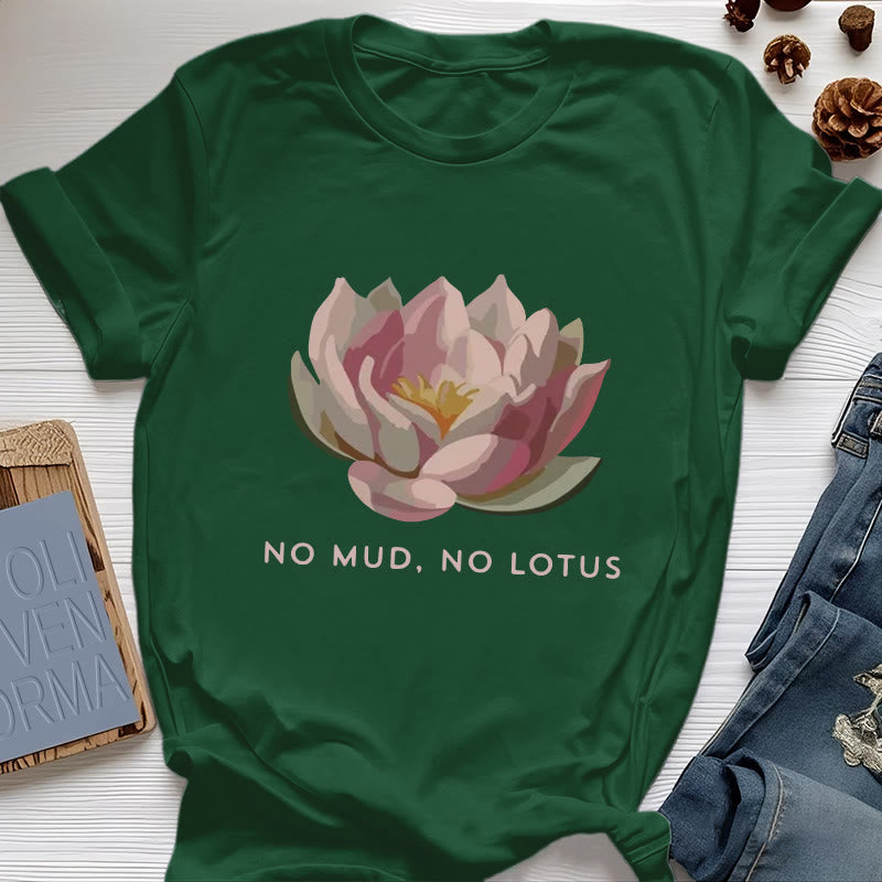 Maglietta da yoga in cotone Olivenorma "NO MUD, NO LOTUS" - Verde scuro - 2XL - image 19