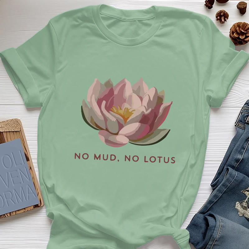 Maglietta da yoga in cotone Olivenorma "NO MUD, NO LOTUS" - Verde chiaro - 2XL - image 17