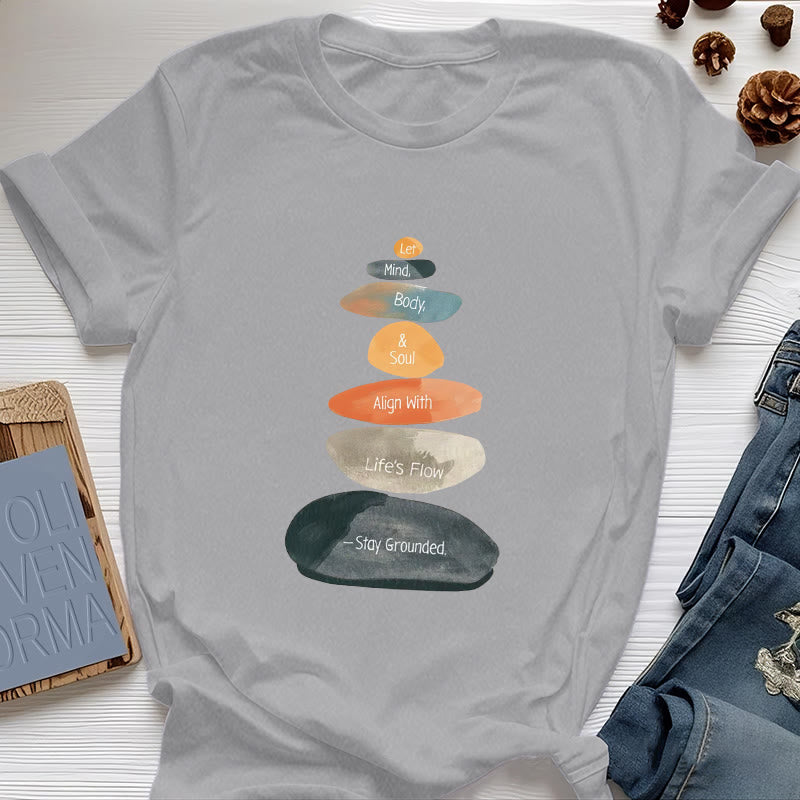 Olivenorma "Stay Grounded" T-shirt spirituale in cotone leggero - Grigio - 2XL - image 7