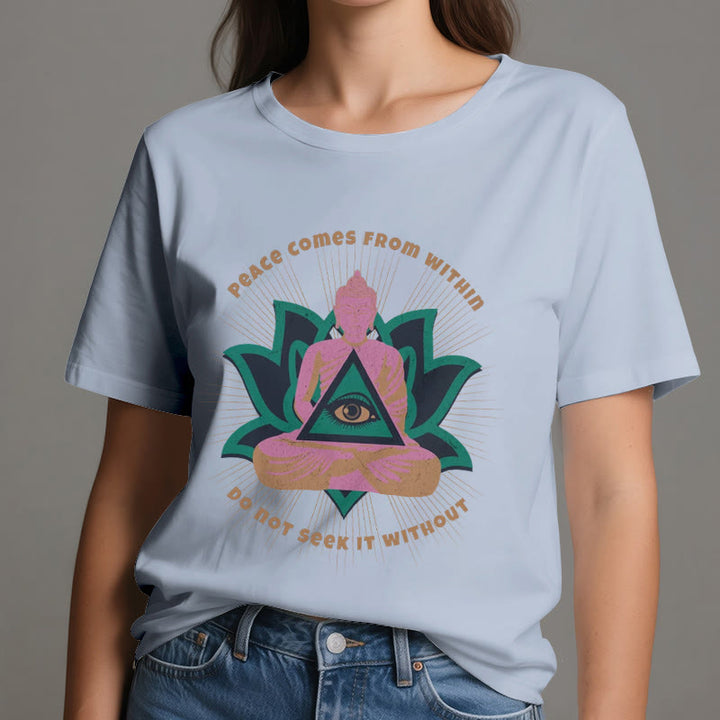 Olivenorma "La pace viene da dentro" Maglietta spirituale del Buddha Lotus - image 12