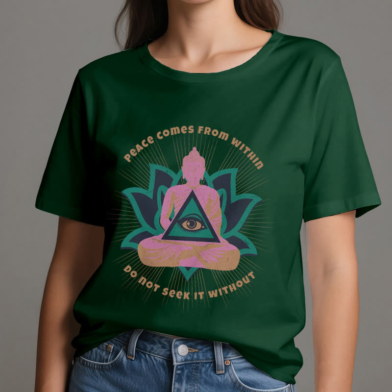 Olivenorma "La pace viene da dentro" Maglietta spirituale del Buddha Lotus - image 20