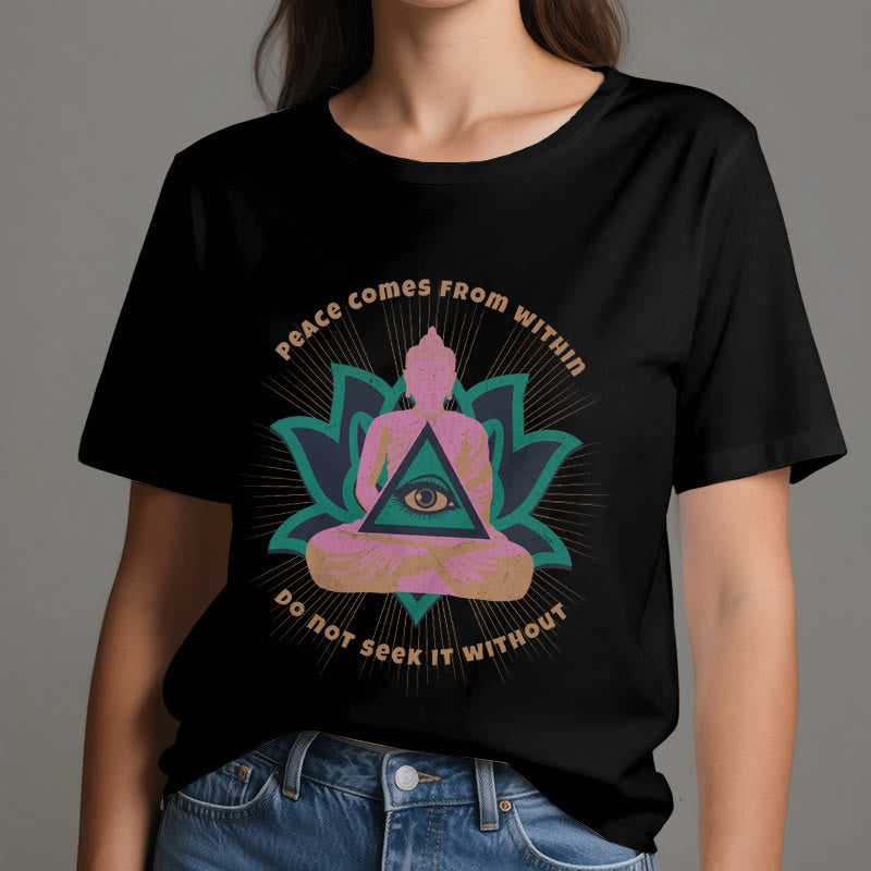 Olivenorma "La pace viene da dentro" Maglietta spirituale del Buddha Lotus - image 8