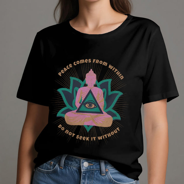 Olivenorma "La pace viene da dentro" Maglietta spirituale del Buddha Lotus - image 8