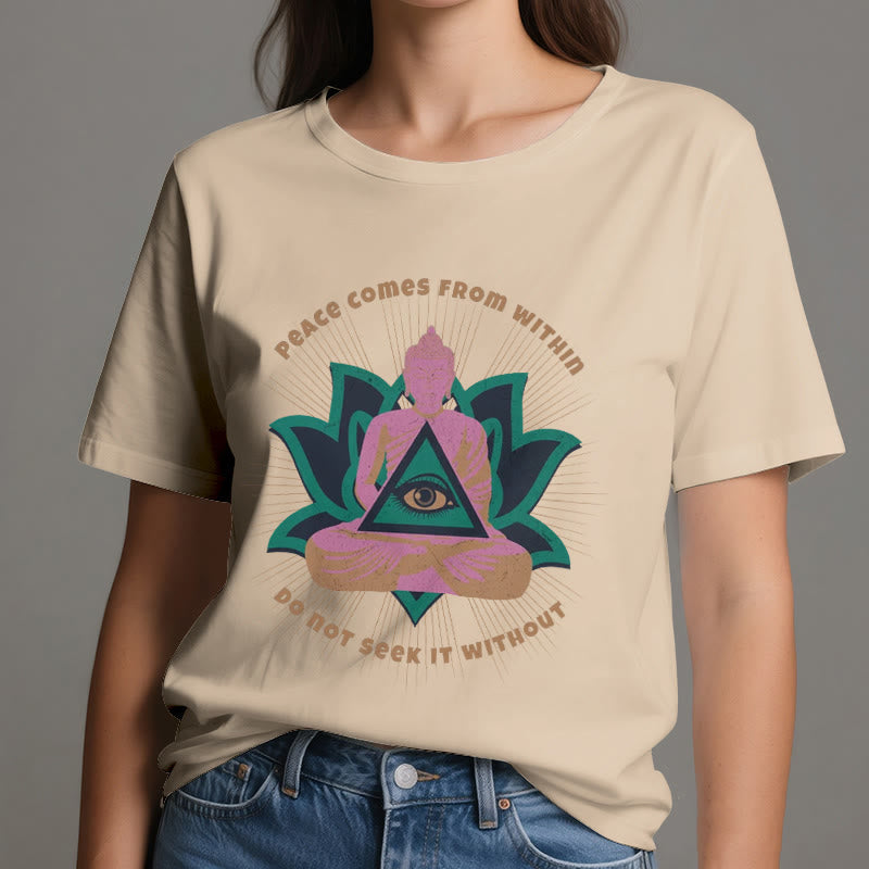 Olivenorma "La pace viene da dentro" Maglietta spirituale del Buddha Lotus - image 10