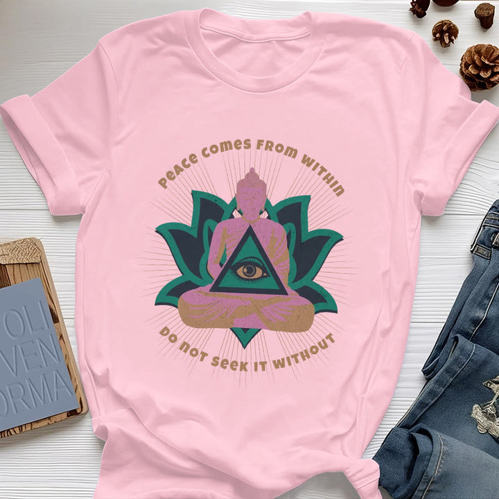 Olivenorma "La pace viene da dentro" Maglietta spirituale del Buddha Lotus - Rosa - 2XL - image 13