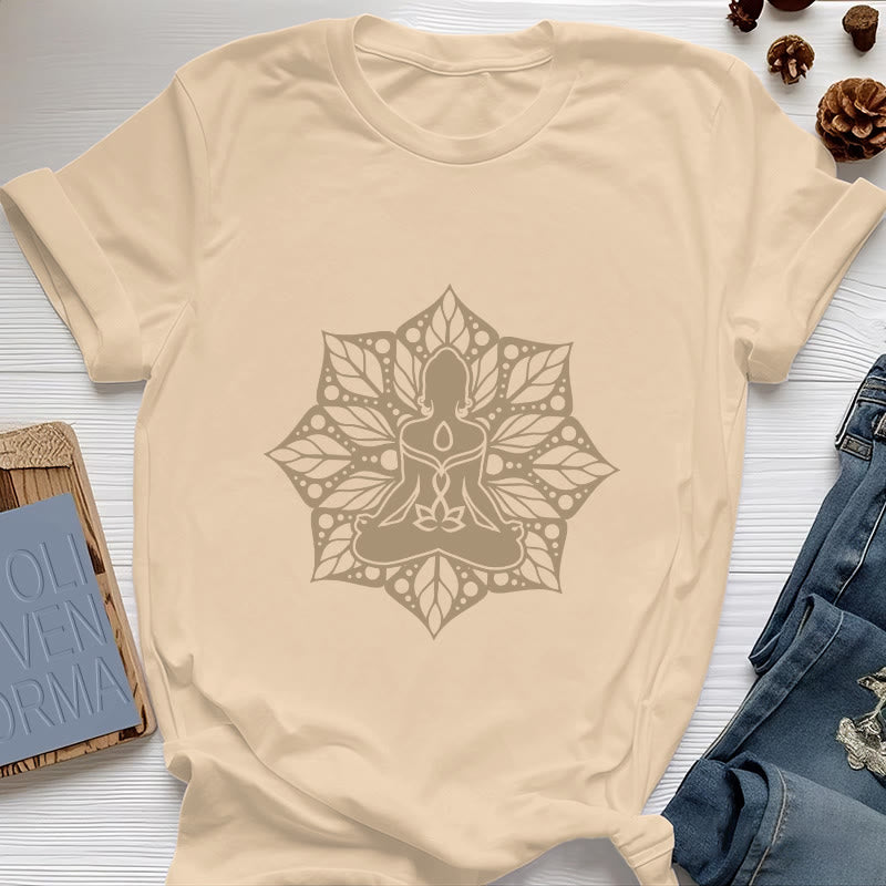 Maglietta Olivenorma Medala Floral Meditation Yoga - Giallo - 2XL - image 9