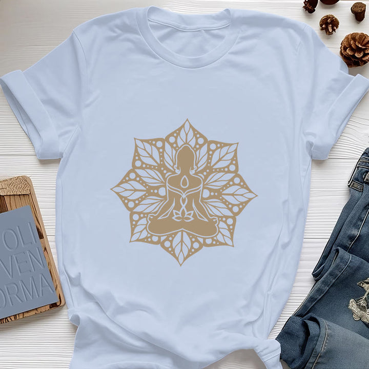 Maglietta Olivenorma Medala Floral Meditation Yoga - Blu - 2XL - image 11