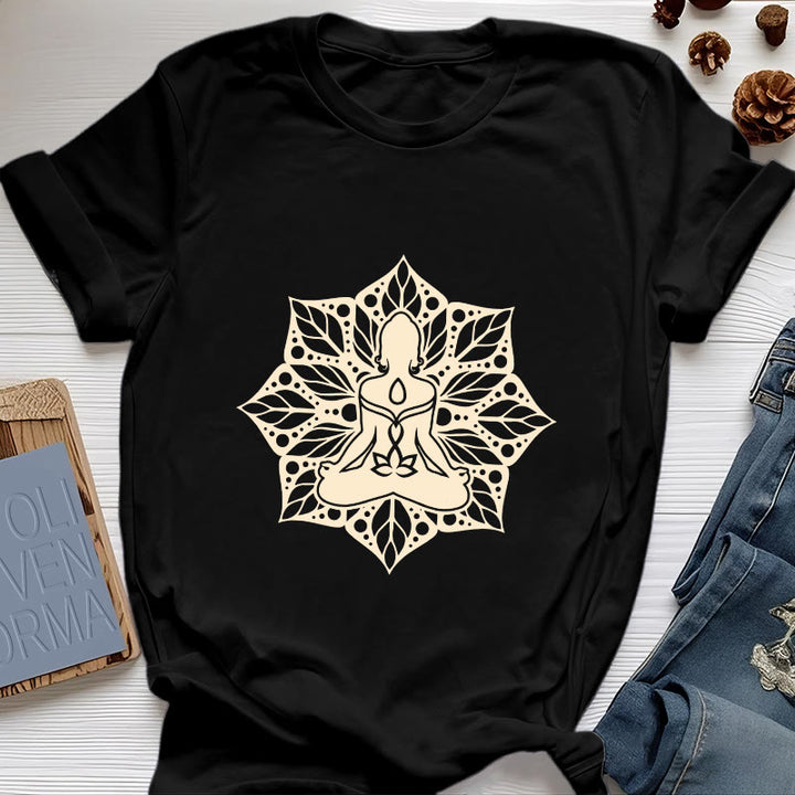 Maglietta Olivenorma Medala Floral Meditation Yoga - Nero - 2XL - image 7