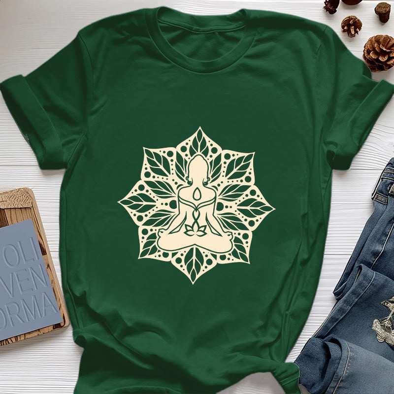 Maglietta Olivenorma Medala Floral Meditation Yoga - Verde scuro - 2XL - image 20