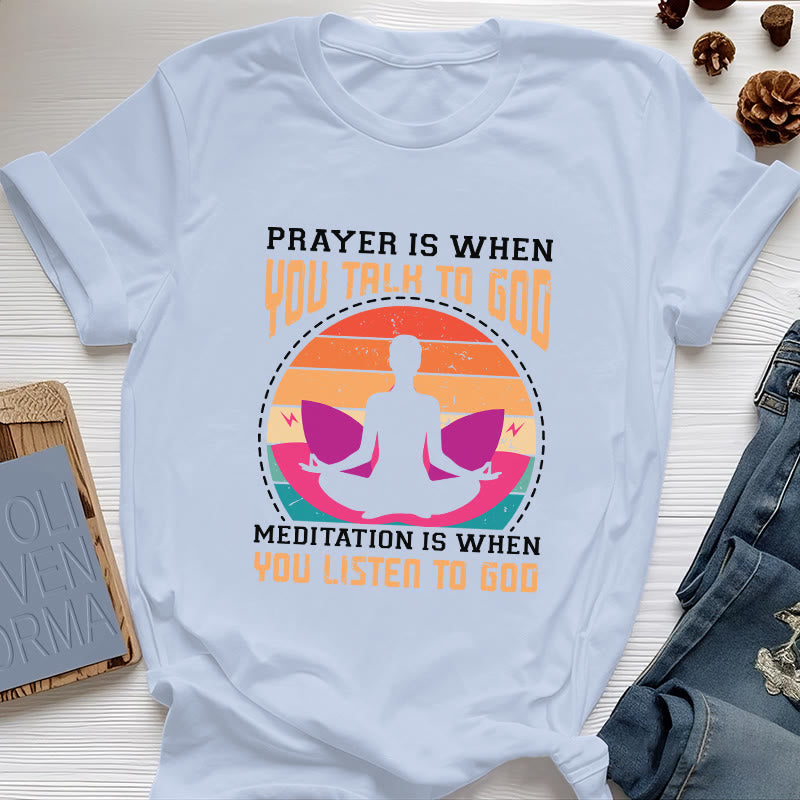 Olivenorma "LA MEDITAZIONE È QUANDO ASCOLTI DIO" Maglietta Yoga Spirituale - Blu - 2XL - image 11