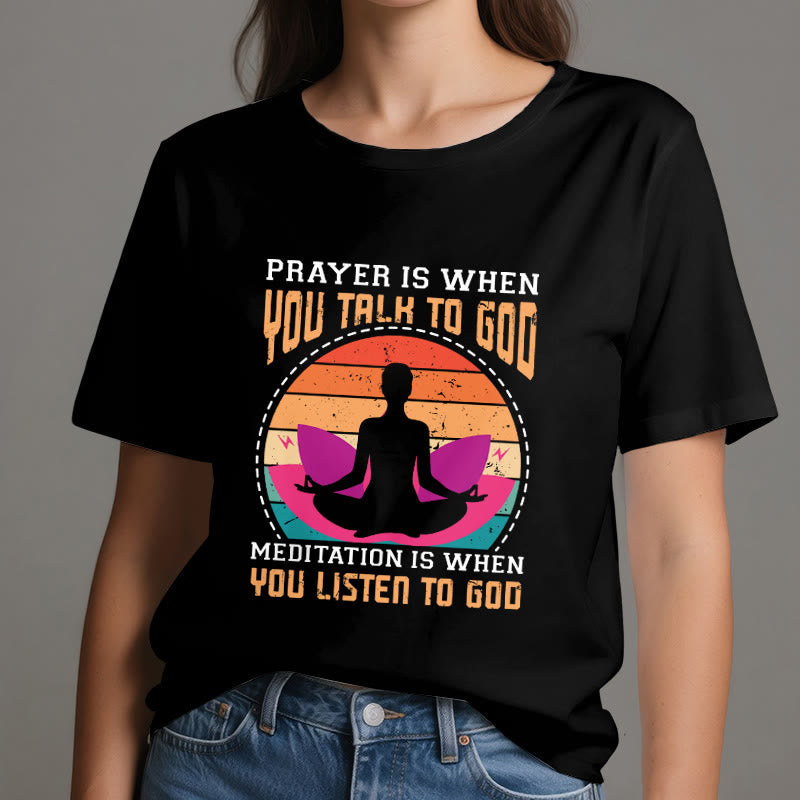 Olivenorma "LA MEDITAZIONE È QUANDO ASCOLTI DIO" Maglietta Yoga Spirituale - image 1
