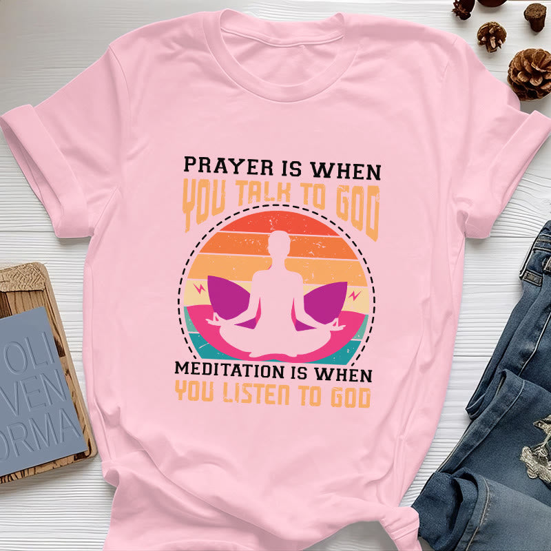 Olivenorma "LA MEDITAZIONE È QUANDO ASCOLTI DIO" Maglietta Yoga Spirituale - Rosa - 2XL - image 13