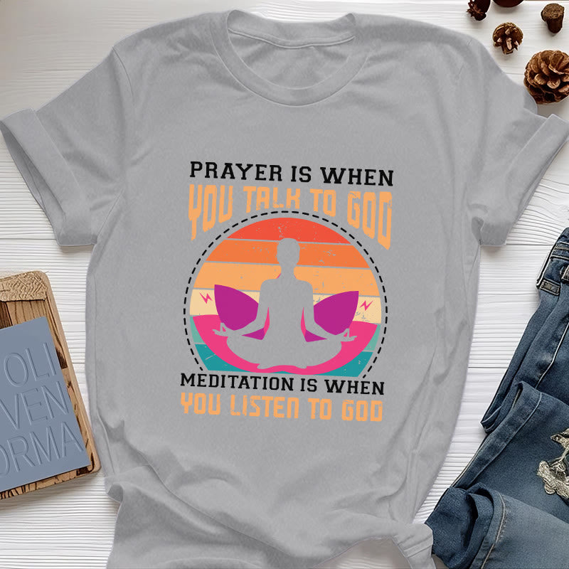 Olivenorma "LA MEDITAZIONE È QUANDO ASCOLTI DIO" Maglietta Yoga Spirituale - Grigio - 2XL - image 7