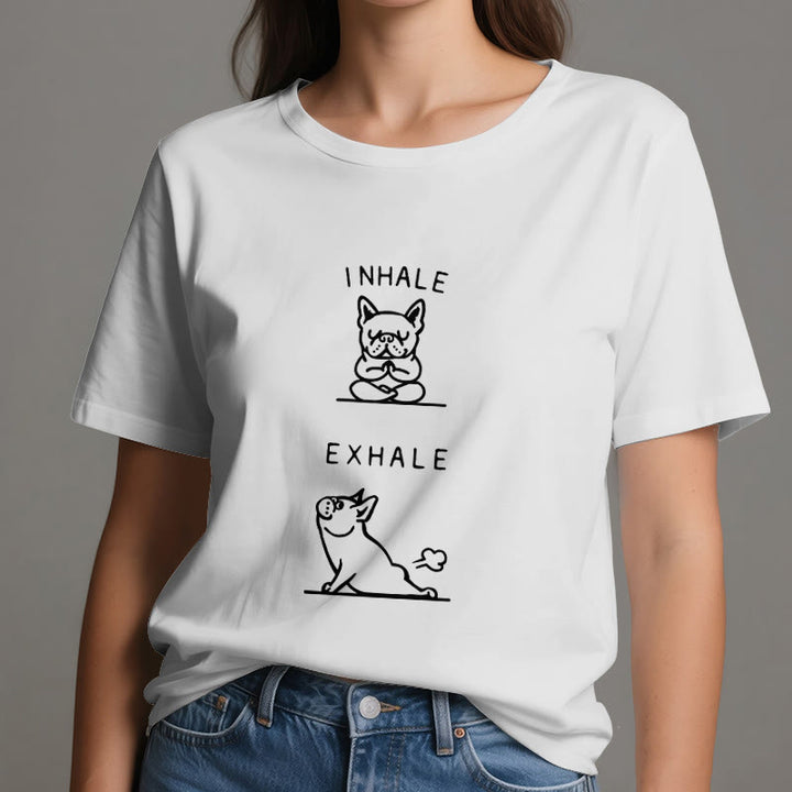 Maglietta spirituale divertente "INSPIRA ED ESPIRA" Olivenorma Bulldog - image 1