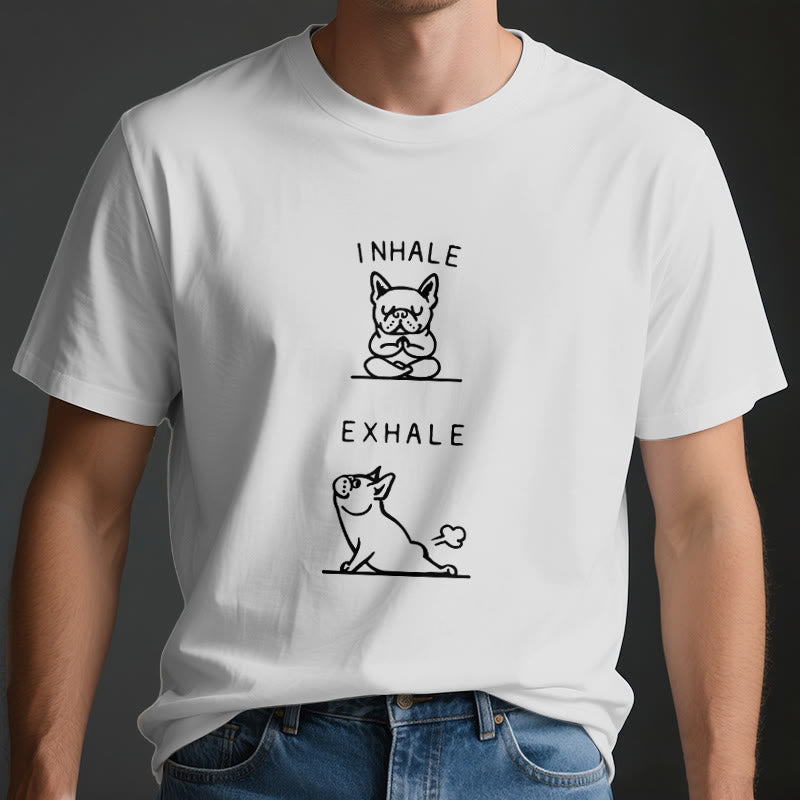 Maglietta spirituale divertente "INSPIRA ED ESPIRA" Olivenorma Bulldog - image 3