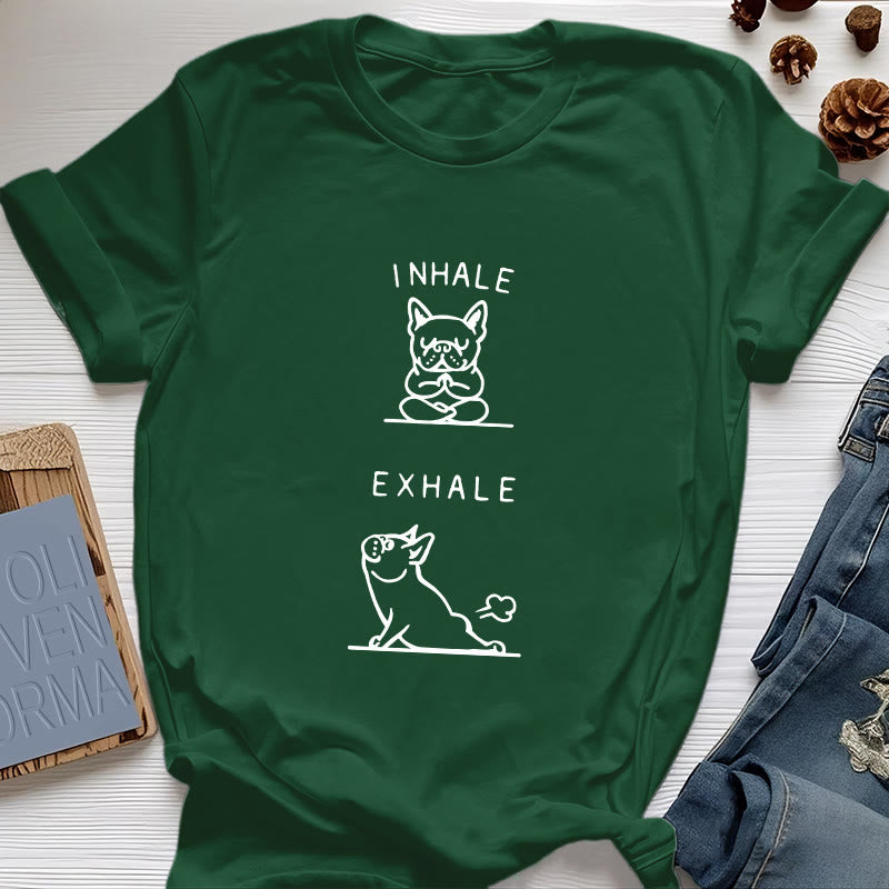 Maglietta spirituale divertente "INSPIRA ED ESPIRA" Olivenorma Bulldog - Verde scuro - 2XL - image 19