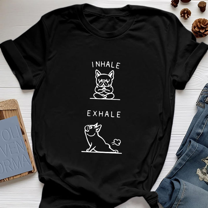 Maglietta spirituale divertente "INSPIRA ED ESPIRA" Olivenorma Bulldog - Nero - 2XL - image 6