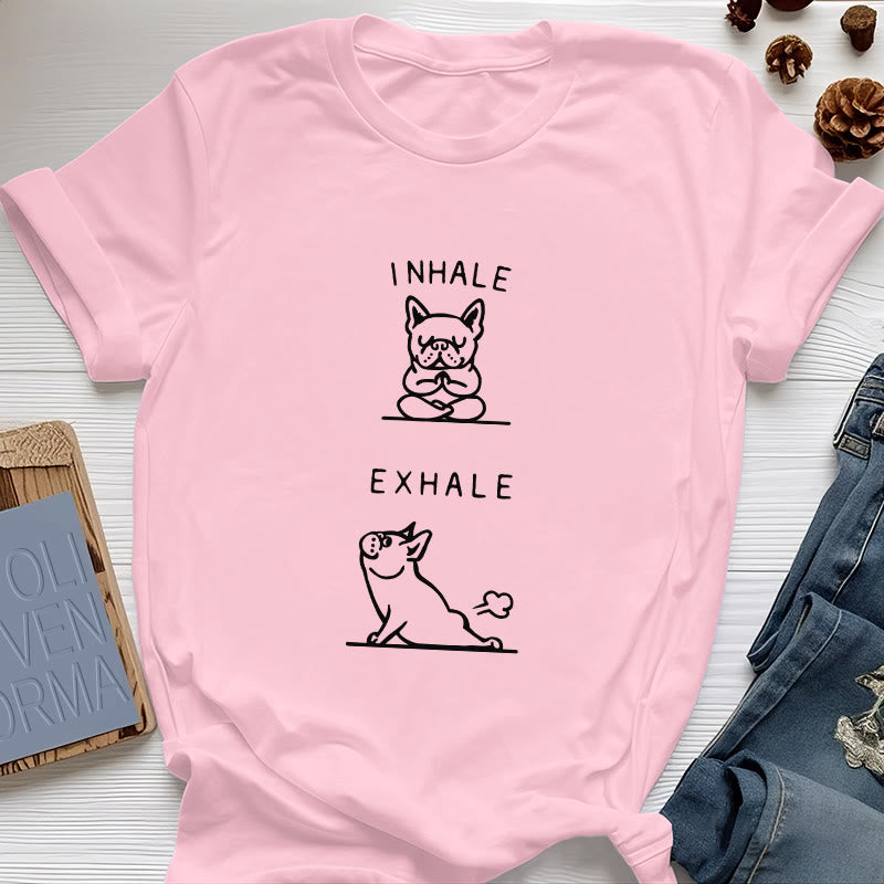 Maglietta spirituale divertente "INSPIRA ED ESPIRA" Olivenorma Bulldog - Rosa - 2XL - image 13
