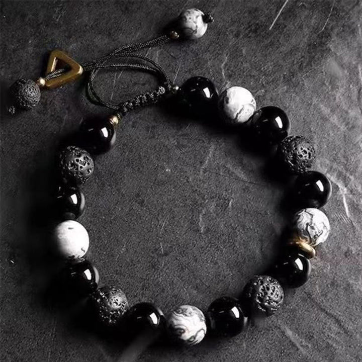 Bracciale intrecciato regolabile in pietra lavica Olivenorma "Dreamlike Night" - image 3