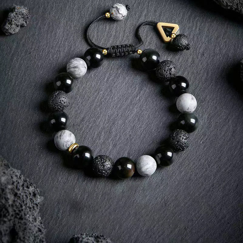 Bracciale intrecciato regolabile in pietra lavica Olivenorma "Dreamlike Night" - image 2