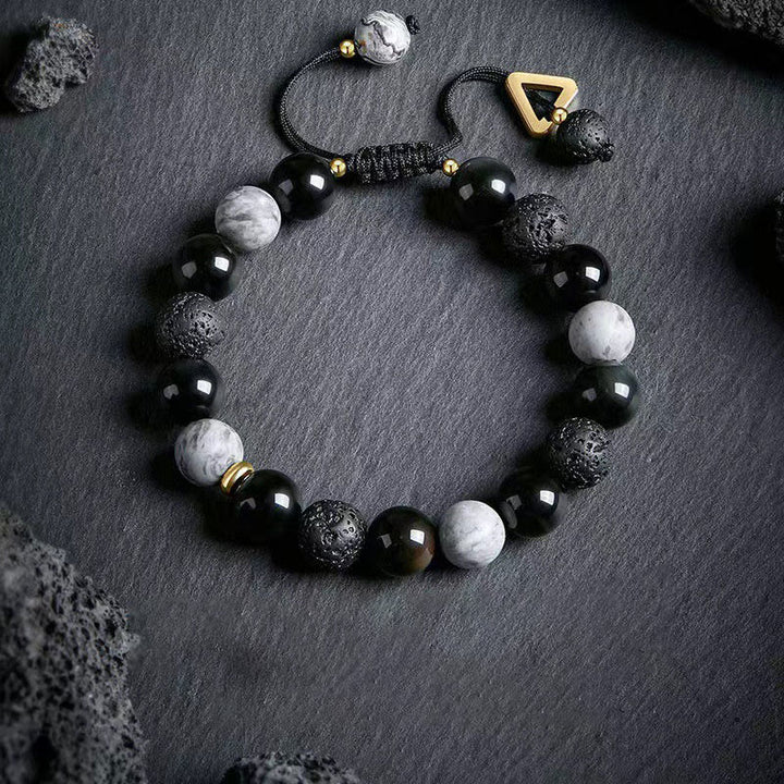 Bracciale intrecciato regolabile in pietra lavica Olivenorma "Dreamlike Night" - image 2
