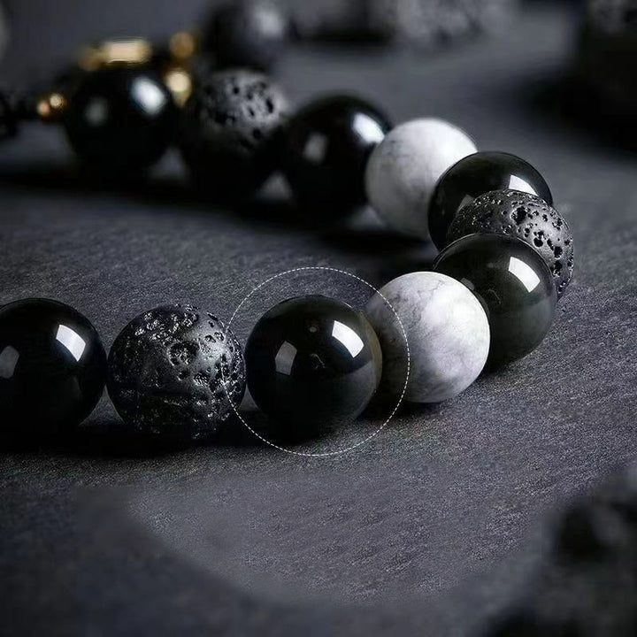 Bracciale intrecciato regolabile in pietra lavica Olivenorma "Dreamlike Night" - image 4