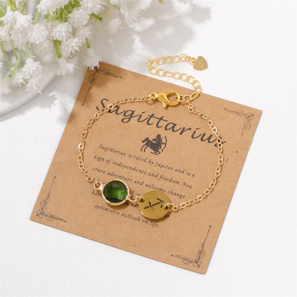 Bracciale regolabile Olivenorma con 12 costellazioni e pietra portafortuna dello zodiaco - Sagittario - image 1