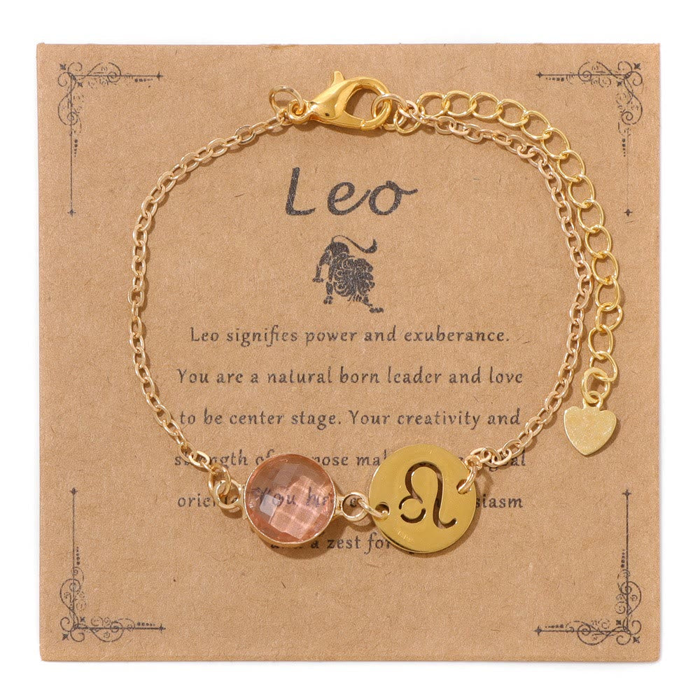 Bracciale regolabile Olivenorma con 12 costellazioni e pietra portafortuna dello zodiaco - Leone - image 12