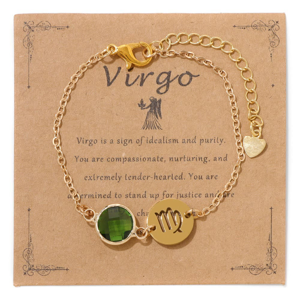 Bracciale regolabile Olivenorma con 12 costellazioni e pietra portafortuna dello zodiaco - Vergine - image 13