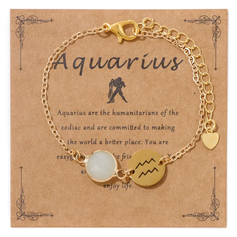 Bracciale regolabile Olivenorma con 12 costellazioni e pietra portafortuna dello zodiaco - Acquario - image 6