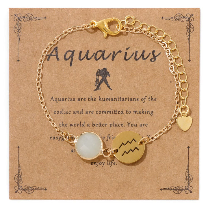 Bracciale regolabile Olivenorma con 12 costellazioni e pietra portafortuna dello zodiaco - Acquario - image 6