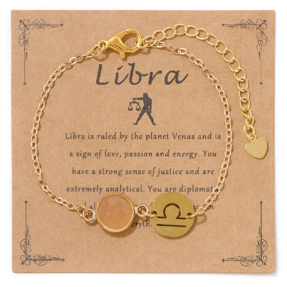Bracciale regolabile Olivenorma con 12 costellazioni e pietra portafortuna dello zodiaco - Libra - image 14