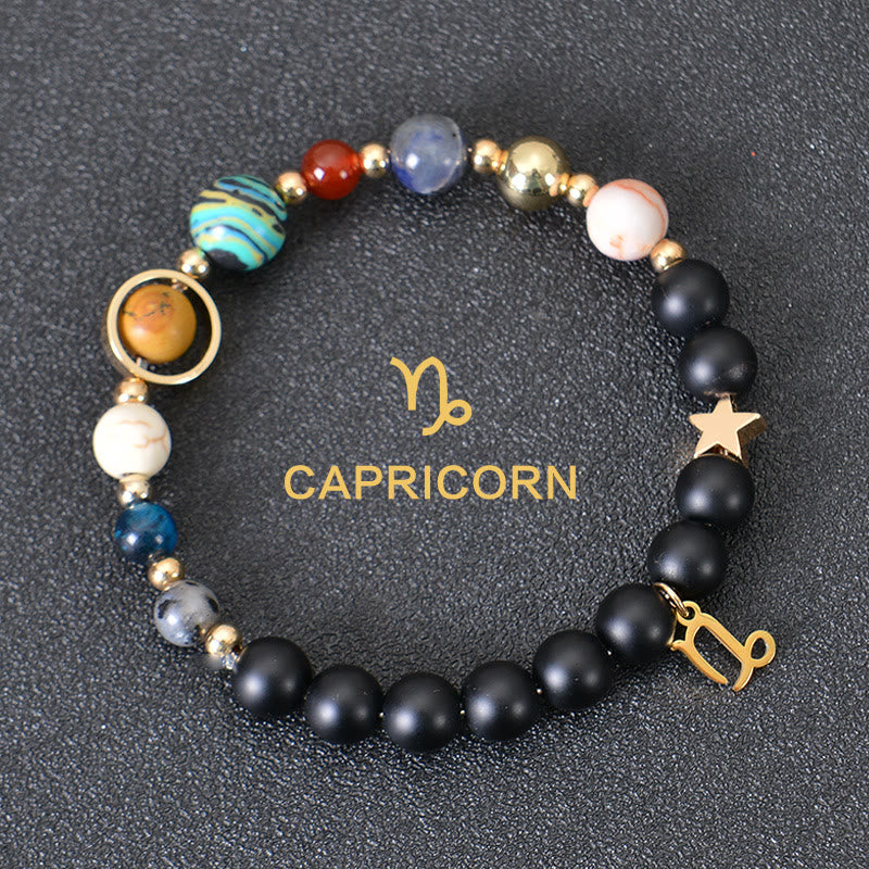 Bracciale Olivenorma con dodici costellazioni e otto pianeti e pietre preziose - Onice nero - Capricorno - image 13
