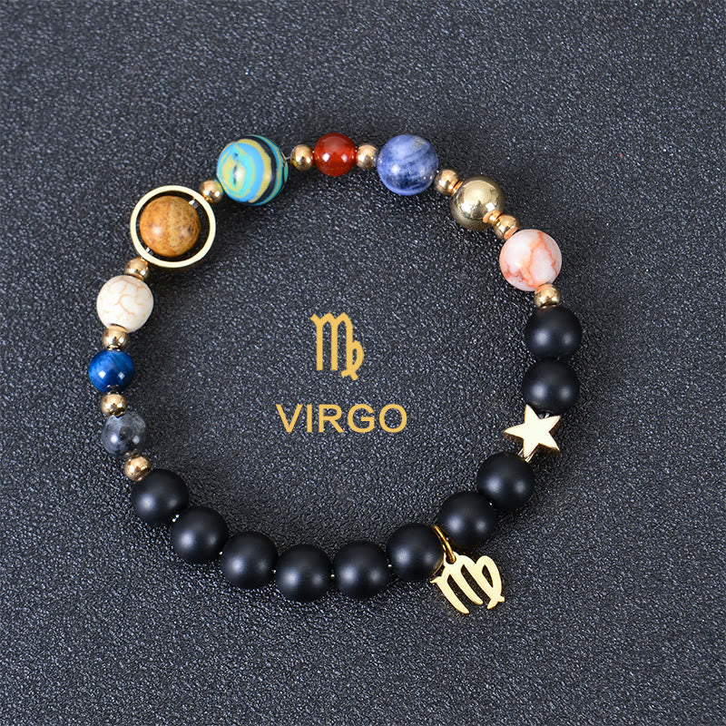 Bracciale Olivenorma con dodici costellazioni e otto pianeti e pietre preziose - Onice nero - Vergine - image 9