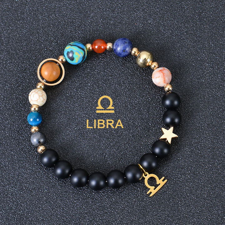 Bracciale Olivenorma con dodici costellazioni e otto pianeti e pietre preziose - Onice nero - Libra - image 10