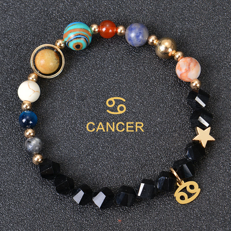 Bracciale Olivenorma con dodici costellazioni e otto pianeti e pietre preziose - Ossidiana Fatta - Cancro - image 31