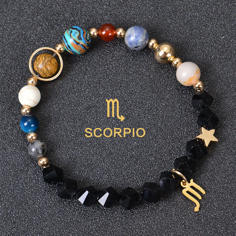 Bracciale Olivenorma con dodici costellazioni e otto pianeti e pietre preziose - Ossidiana Fatta - Scorpione - image 35