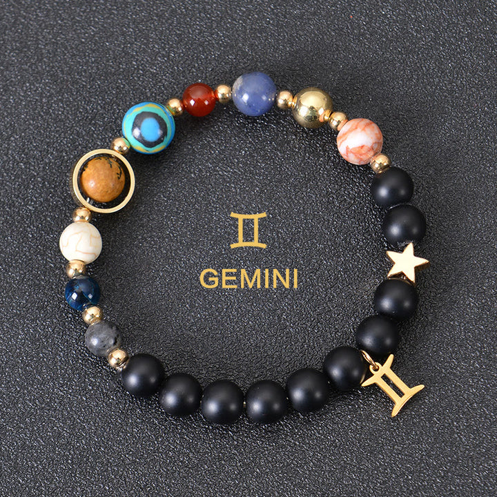 Bracciale Olivenorma con dodici costellazioni e otto pianeti e pietre preziose - Onice nero - Gemelli - image 6