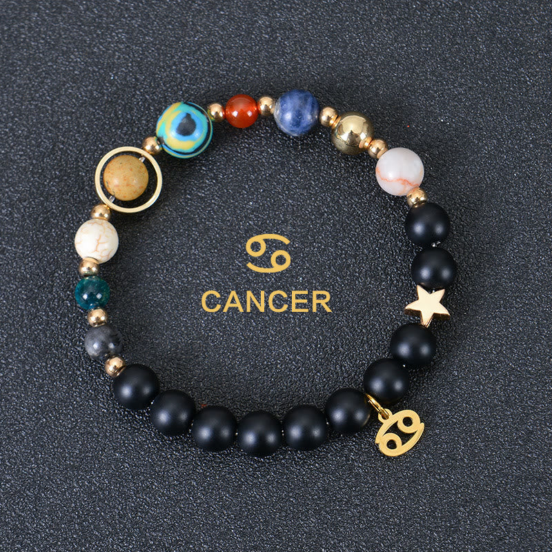 Bracciale Olivenorma con dodici costellazioni e otto pianeti e pietre preziose - Onice nero - Cancro - image 7