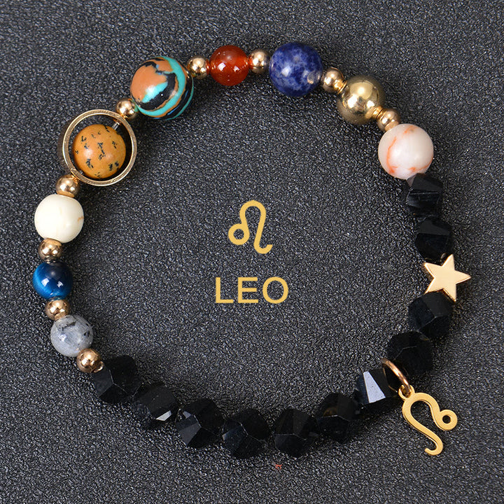 Bracciale Olivenorma con dodici costellazioni e otto pianeti e pietre preziose - Ossidiana Fatta - Leone - image 32