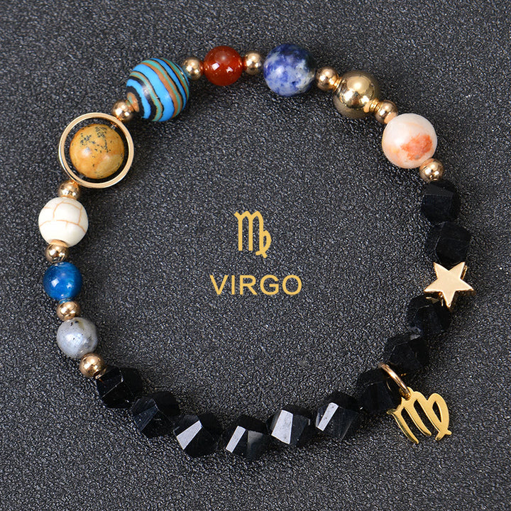 Bracciale Olivenorma con dodici costellazioni e otto pianeti e pietre preziose - Ossidiana Fatta - Vergine - image 33
