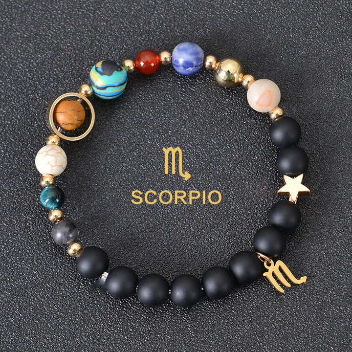 Bracciale Olivenorma con dodici costellazioni e otto pianeti e pietre preziose - Onice nero - Scorpione - image 11