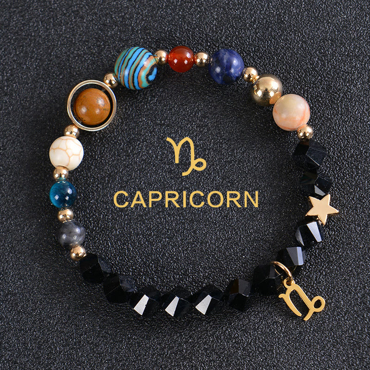 Bracciale Olivenorma con dodici costellazioni e otto pianeti e pietre preziose - Ossidiana Fatta - Capricorno - image 37