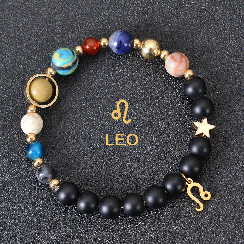 Bracciale Olivenorma con dodici costellazioni e otto pianeti e pietre preziose - Onice nero - Leone - image 8