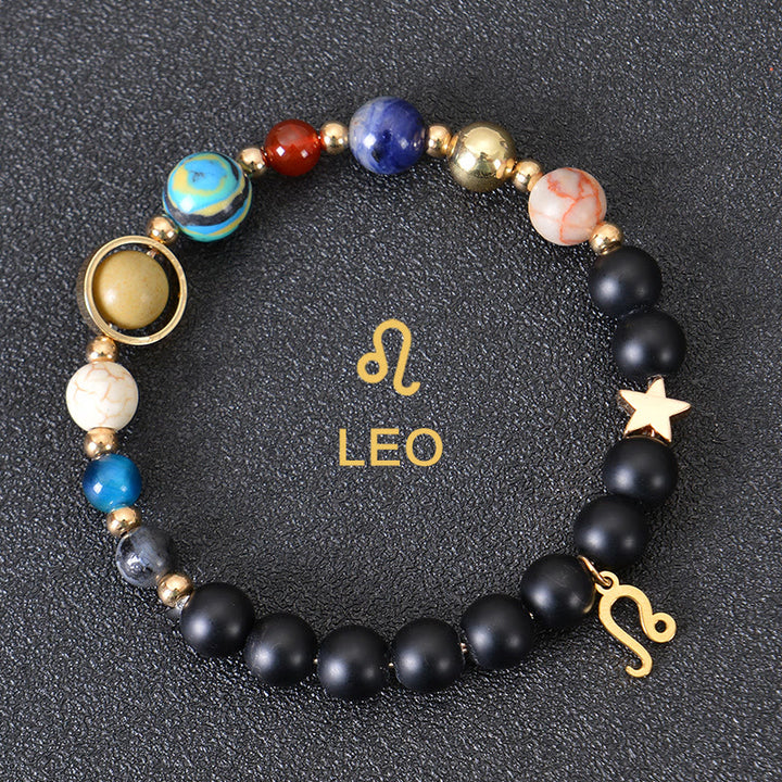 Bracciale Olivenorma con dodici costellazioni e otto pianeti e pietre preziose - Onice nero - Leone - image 8